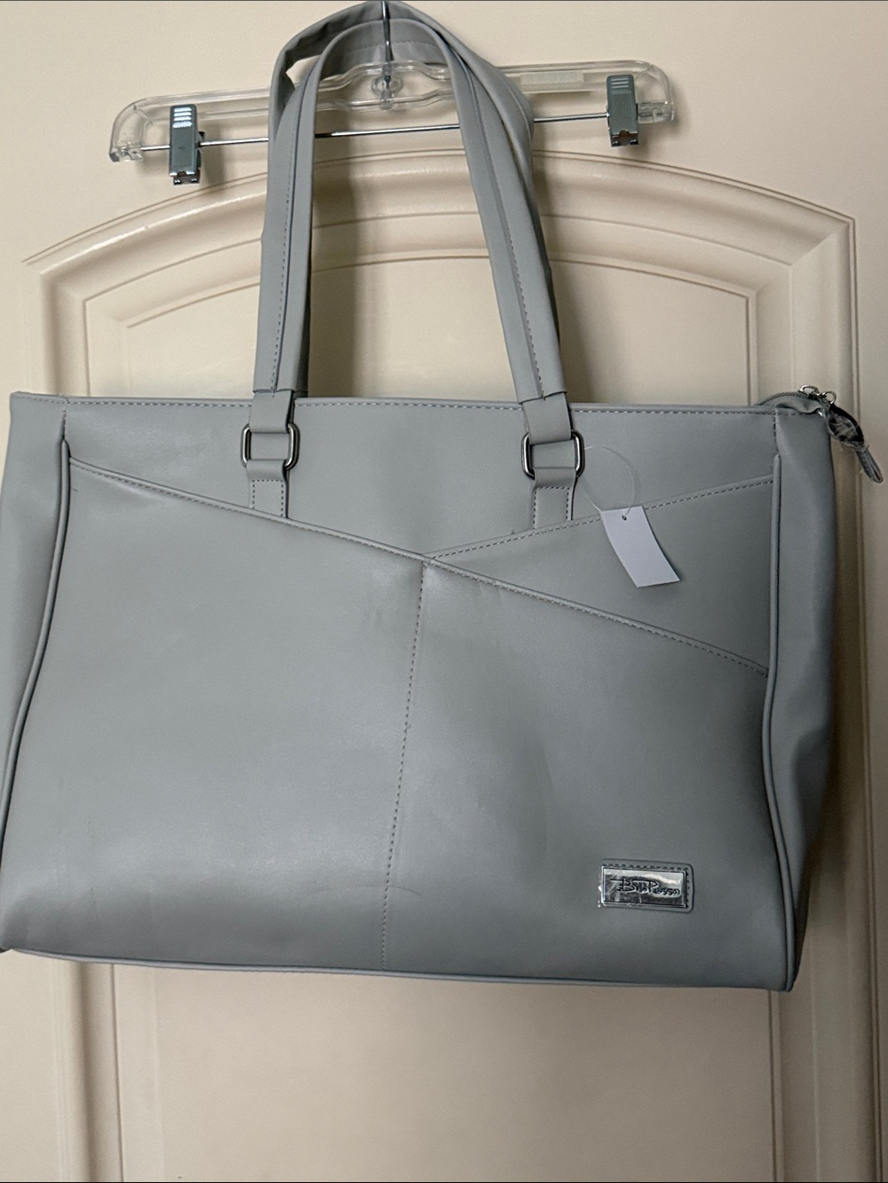 Bella Russo Light Gray Extra Large Tote Bag with Top Handles